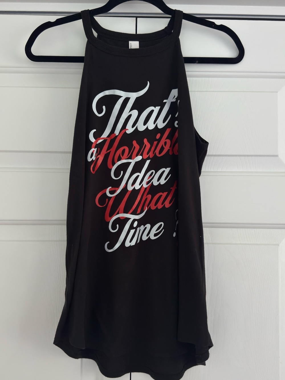 Graphic Black Tank with White & Red Script